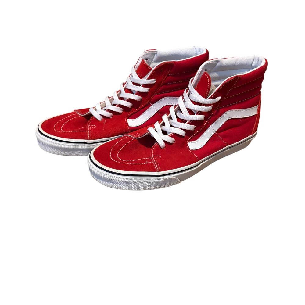 Vans Sk8-Hi Racing Red True White Suede Canvas Sneakers Men’s Size 12